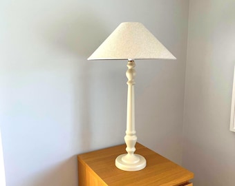 Tall Wooden Table Lamp -  Hand Turned & Painted in Stone, Unique Elegant Artisan Home Lighting