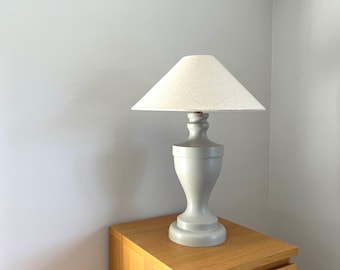 Wooden Table Lamp - Hand Turned & Painted in Grey, Individual Classic Home Lighting