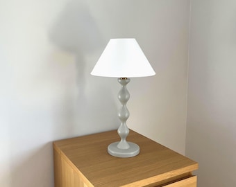Wooden Table Lamp - Hand Turned & Painted in Grey - Individual Artisan Lighting, Padstow Collection