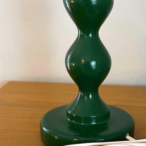 Hand-Turned Wooden Table Lamp – Dark Green Bobble Design, Padstow Collection image 7
