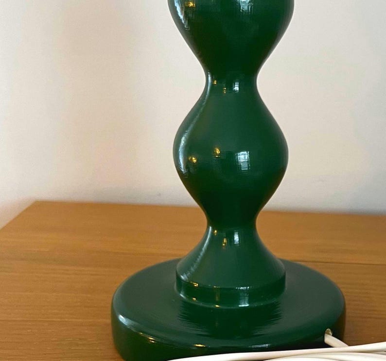 Hand-Turned Wooden Table Lamp – Dark Green Bobble Design, Padstow Collection image 7