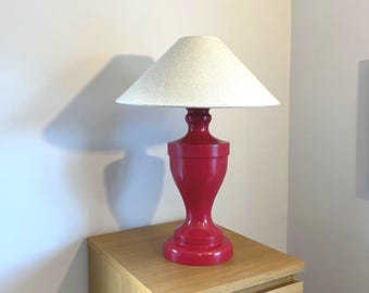 Large Wooden Table Lamp - Hand Turned & Painted in Red -  Individual Classic Artisan Lighting