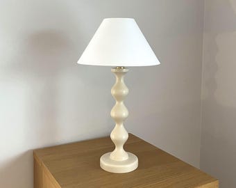 Wooden Table Lamp - Individual Artisan Lighting Hand Turned & Painted in Stone, Padstow Collection.