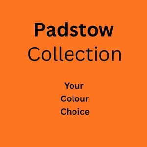 May include: A bright orange background with the words "Padstow Collection" in black. Below, the text reads "Your Colour Choice". The image is a simple design, possibly for a product or brand.