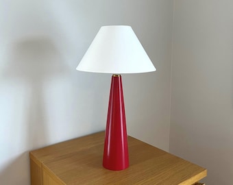 Wooden Table Lamp-Hand Turned and Painted in Red-Individual Artisan Lighting Part of the Chichester Collection-Optional Colour Choice