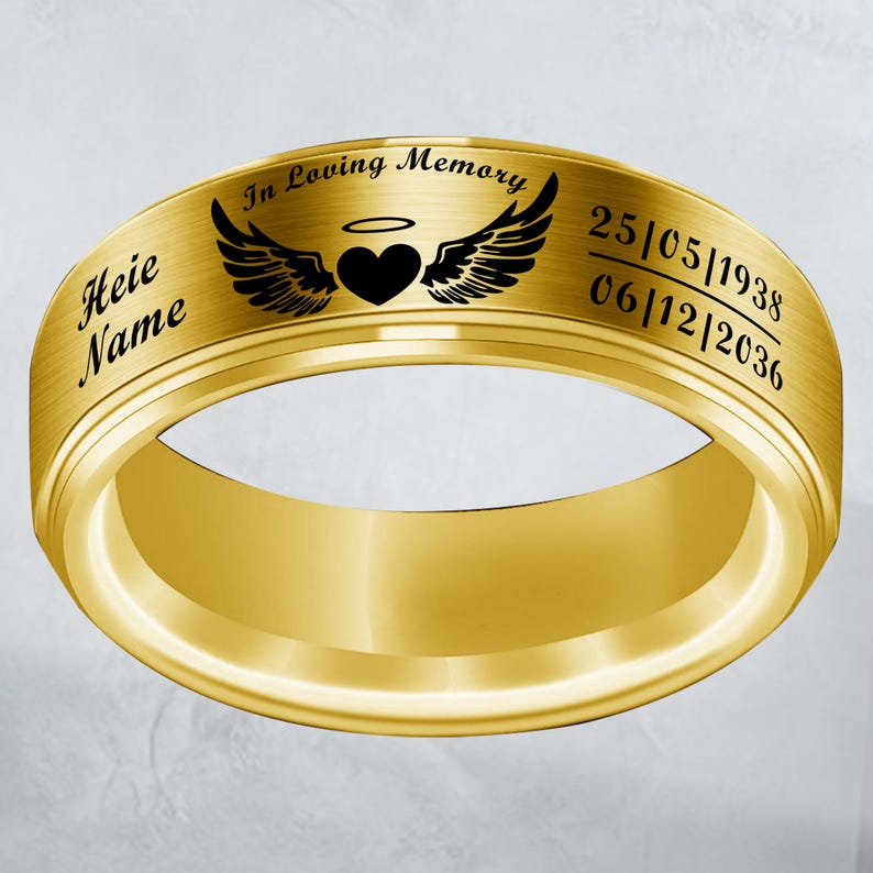 Custom in Loving Memory Ring, Engraved Memorial Ring, Remembrance ...