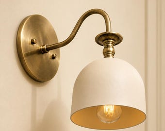 Sconce Light-Brass Wall Sconce-Beige Dome Light-Minimalist Lighting