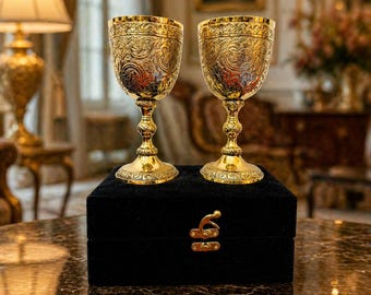 Personalized Chalice Brass Goblet, Wine Goblet For Rituals, Arthur King Medieval Theme Roman Chalice Embossed Goblet, Wedding Anniversary