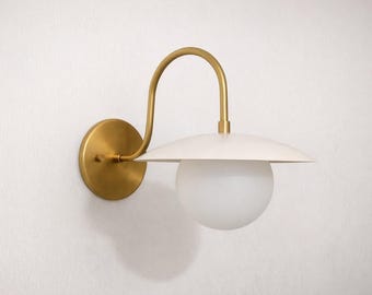 Brass Globe Wall Sconce, Mid Century Modern Wall Lamp, Scandinavian Wall Light, Nordic Bedside Lighting, Modern Brass Fixture