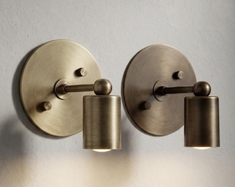 Mid Century Brass Wall Sconce – Adjustable Spotlight Wall Lamps, Vintage Modern Bedside Lighting