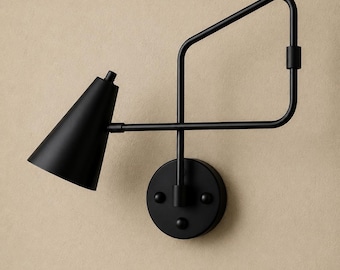 Handmade Mid Century Modern Swing Arm Wall Lamp, Minimalist Sconce, Scandinavian Reading Light