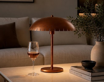 Mid-Century Modern Messing Dome Tischlampe: Retro Industrielle Nachttischlampe