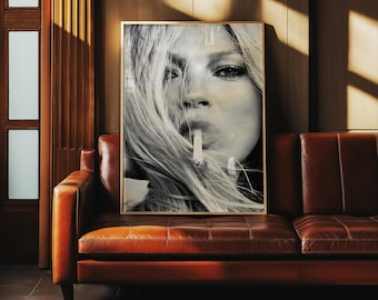 Impresión de Kate Moss, Impresión de modelo, Póster vintage, Póster de moda de los años 70, Póster de revista de moda, Póster de fotografía editorial, Impresión retro