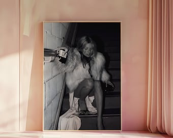 Impresión de Kate Moss, Impresión de modelo, Póster vintage, Póster de moda de los años 70, Póster de revista de moda, Póster de fotografía editorial, Impresión retro