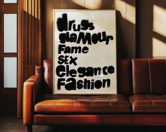 Fashion Typography Poster, Punk Retro Aesthetic Wall Art, Trendy Vintage Wall Decor, Y2K Poster, Living Room Poster, Girl Apartment Poster