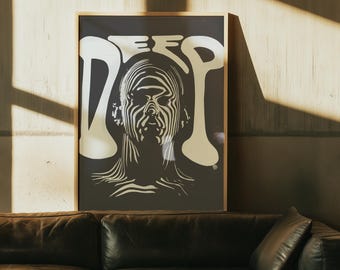Psychedelic Print, Trippy Wall Art, Retro Gradient Poster, 70s Poster, Black n White Wall Art, Trendy Vintage Wall Decor, Hippie Aura Poster