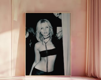 Impresión de Kate Moss, póster de modelo, póster vintage, póster de moda de los años 70, póster de revista de moda, póster de fotografía editorial, impresión retro