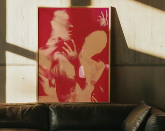 Psychedelic Print, Trippy Wall Art, Retro Gradient Poster, 70s Poster, Red Wall Art, Trendy Vintage Wall Decor, Aura Poster, Y2K Poster