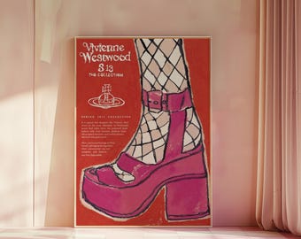 Poster di Vivienne Westwood, arte murale di riviste di moda, poster vintage, poster alla moda anni '70, arte murale di alta moda, stampa di fotografia editoriale