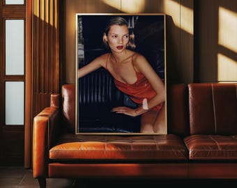 Impresión de Kate Moss, Impresión de modelo, Póster vintage, Póster de moda de los años 70, Póster de revista de moda, Póster de fotografía editorial, Impresión retro