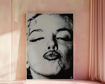 Marilyn Monroe Print, Iconic Poster, Vintage Glamour Print, Retro Fashion Print, Fashion Magazine Wall Art, Black & White Trendy 70s Poster