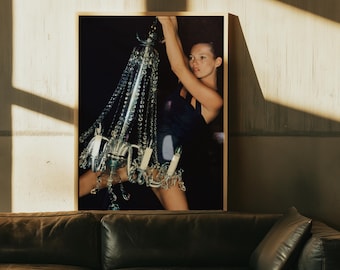 Kate Moss Fashion Photography Print, 70s Retro Style Editorial Photography Poster