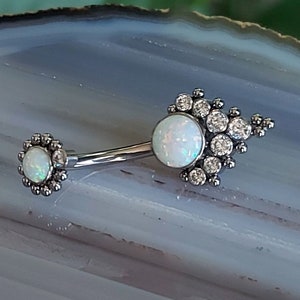 Titanium OpalCZ Belly Button Body Piercing Button Belly Button Piercing Rings Body Piercings Navel Belly Button Navel Ring Belly Ring Button image 1
