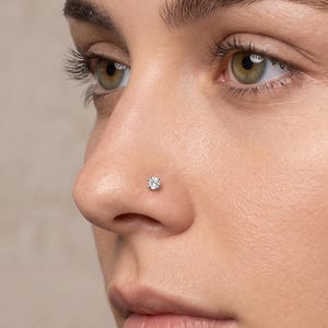 Implant Grade Titanium Nose Stud, Cubic Zirconia Diamond Look
