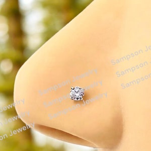 14K Solid White Gold Diamond Nose Ring Studs Diamond Nose rings Diamond Stud Gold Nose Ring Designs Nose Rings Designs Gold Nose Rings