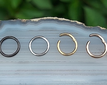 Nose Ring Clicker - Nose Piercing - Nose jewelry- 316L Surgical Steel or Titanium - 20/18/16 gauge 6mm/7mm/8mm