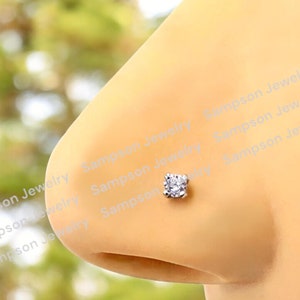 CZ Silver Nose Ring Nose Silver Ring Nose Stud Designs Nose Studs Silver Nose Studs Cute Nose Rings Cute Small Stud Nose Ring Tiny Stud