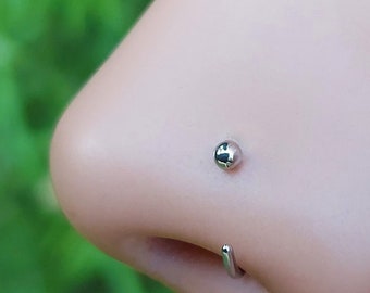 Nose Ring - Nose Ring Hoop - Tragus Hoop - Tragus Earring - Helix Hoop - 2mm Ball - 20 Gauge 316L Surgical Steel - Silver - Yellow - Rose