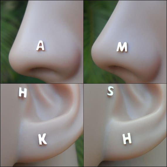 Initial nose best sale piercing