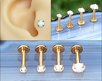 Tragus Earring Stud Tragus Ear Piercing Stud For Tragus Piercing Earring For A Tragus Piercing Tragus Earrings White Opal Surgical Steel