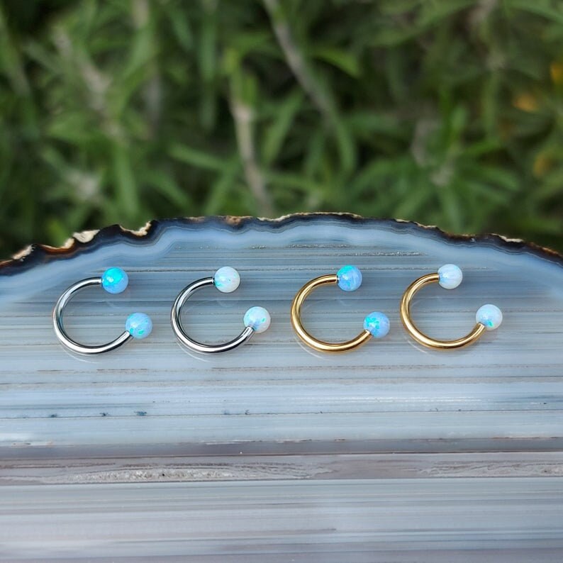 Opal Horseshoe TRAGUS Ring Tragus Earring Horseshoe Circular Etsy