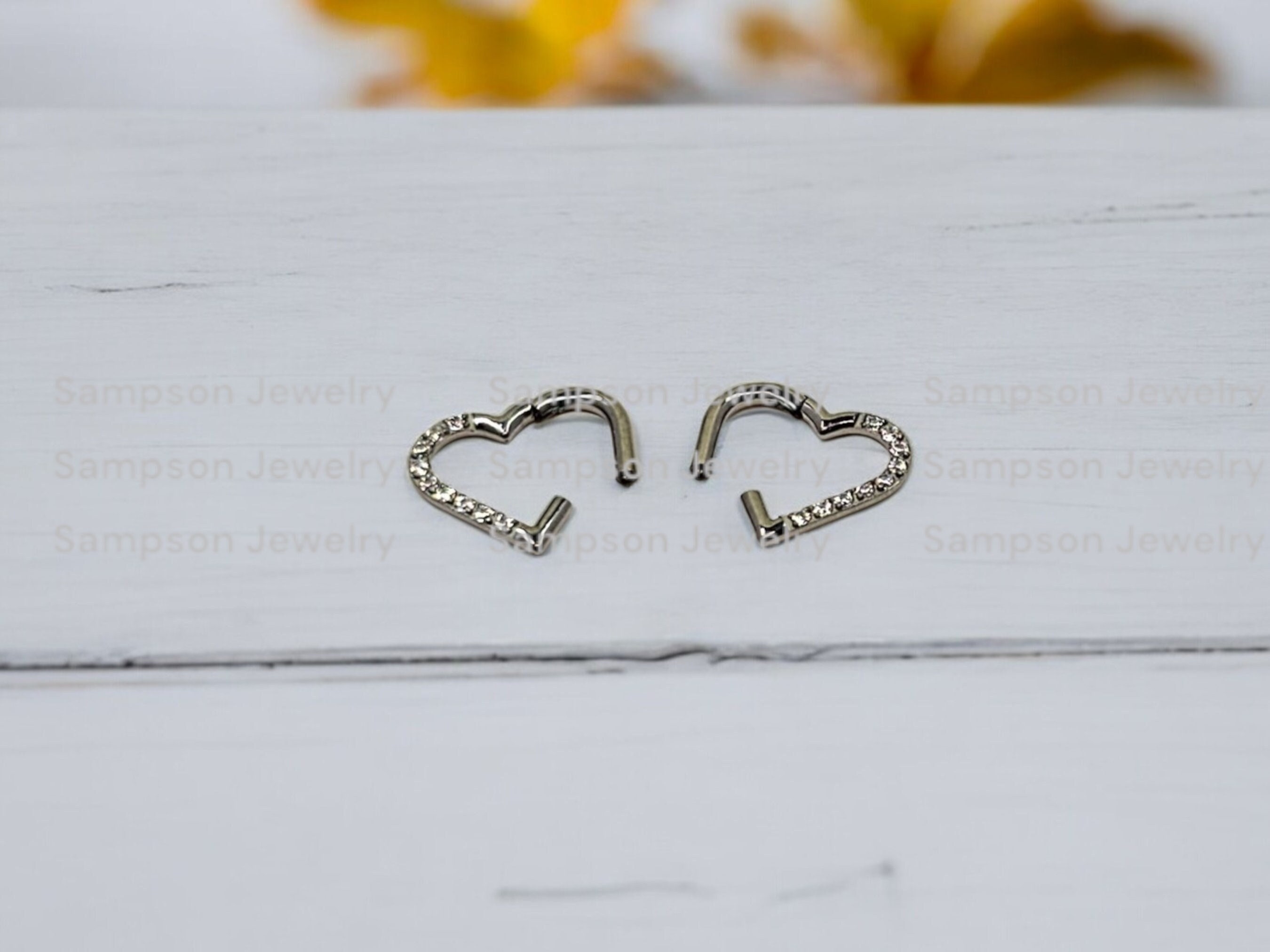 Titanium CZ Heart Clicker Ring, 16 Gauge Hypoallergenic Piercing