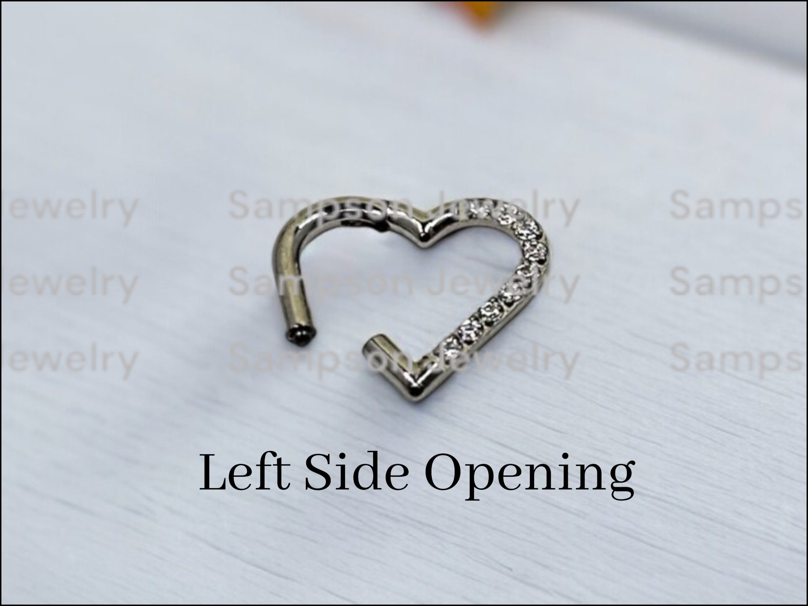 Titanium CZ Heart Clicker Ring, 16 Gauge Hypoallergenic Piercing