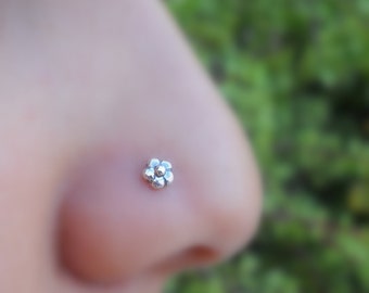 Flower Silver Nose Ring Nose Silver Ring Nose Stud Designs Nose Studs Silver Nose Studs Cute Nose Rings Cute Small Stud Nose Ring Tiny Stud