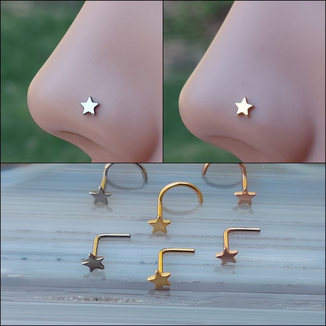 IMPLANT GRADE TITANIUM Star Nose Ring Stud 20/18 Gauge Nose Jewelry Nose Piercing Small Nose