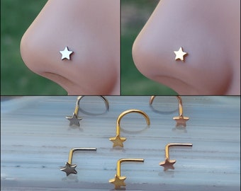 IMPLANT GRADE TITANIUM Star Nose Ring Stud - 20/18 Gauge - Nose Jewelry - Nose Piercing - Small Nose Stud - Star Nose Stud -Nose Stud