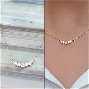 Diamond Necklace -  18K Solid White Gold or Solid Yellow Gold Genuine Diamond Necklace - Diamond Necklace - Gold Diamond Necklace