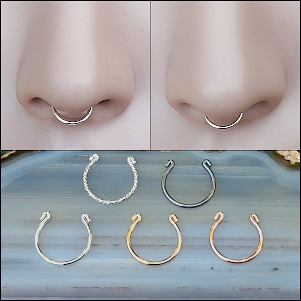 FAKE Septum Ring - 14K Yellow/Rose Gold Filled or Sterling Silver - Faux Septum Ring - Fake Piercings - Fake Nose Piercing