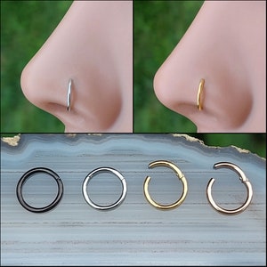 Nose Ring Clicker - Nose Piercing - Nose jewelry- 316L Surgical Steel or Titanium - 20/18/16 gauge 6mm/7mm/8mm
