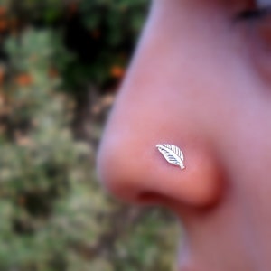 Leaf Silver Nose Ring Nose Silver Ring Nose Stud Designs Nose Studs Silver Nose Studs Cute Nose Rings Cute Small Stud Nose Ring Tiny Stud image 2