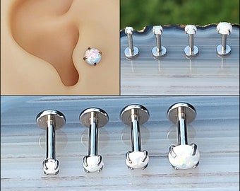 Titanium Earring Tragus Earring Stud Tragus Ear Piercing Stud For Tragus Piercing Earring For A Tragus Piercing Tragus Earrings White Opal