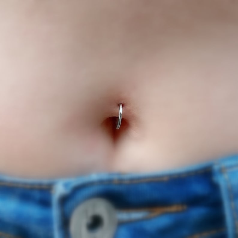 Belly Button Ring Clicker - Belly Ring - Belly Piercing - Body Jewelry -Navel Piercing - 16/14 Gauge 8/9mm 316L Surgical Steel or Titanium image 9