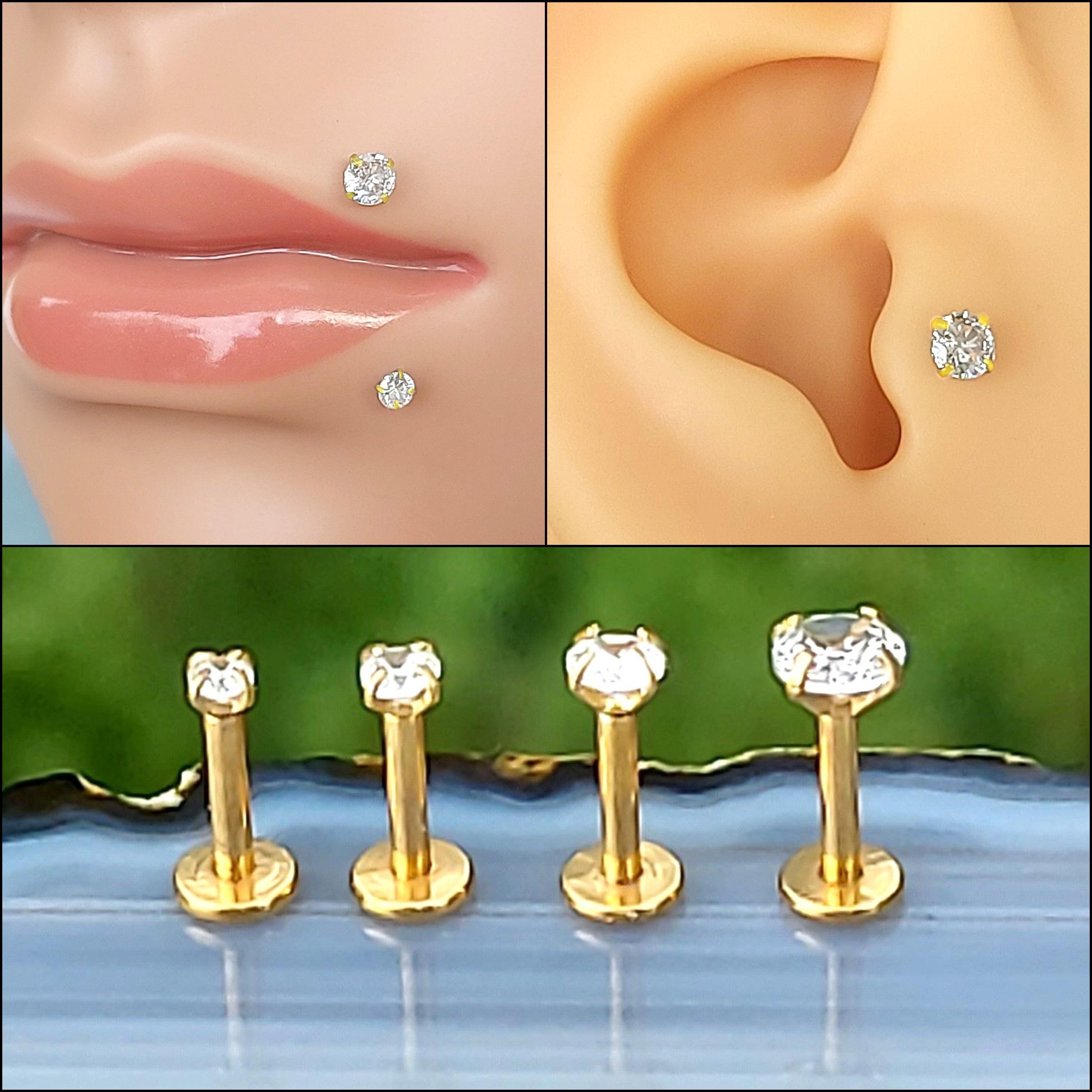 YADOCA 8 Pezzi Labret Piercing Naso E Cartilagine In Acciaio 316L - Borchie 16G Con Zirconi, Lunghezze 6/8/10 Mm, Unisex - 2