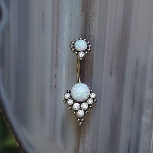 Titanium OpalCZ Belly Button Body Piercing Button Belly Button Piercing Rings Body Piercings Navel Belly Button Navel Ring Belly Ring Button image 3