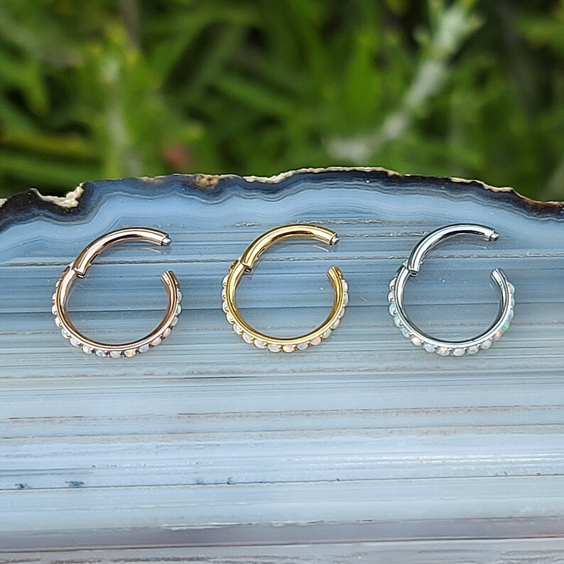 Opal Belly Button Ring Clicker Belly Ring Belly Piercing Etsy