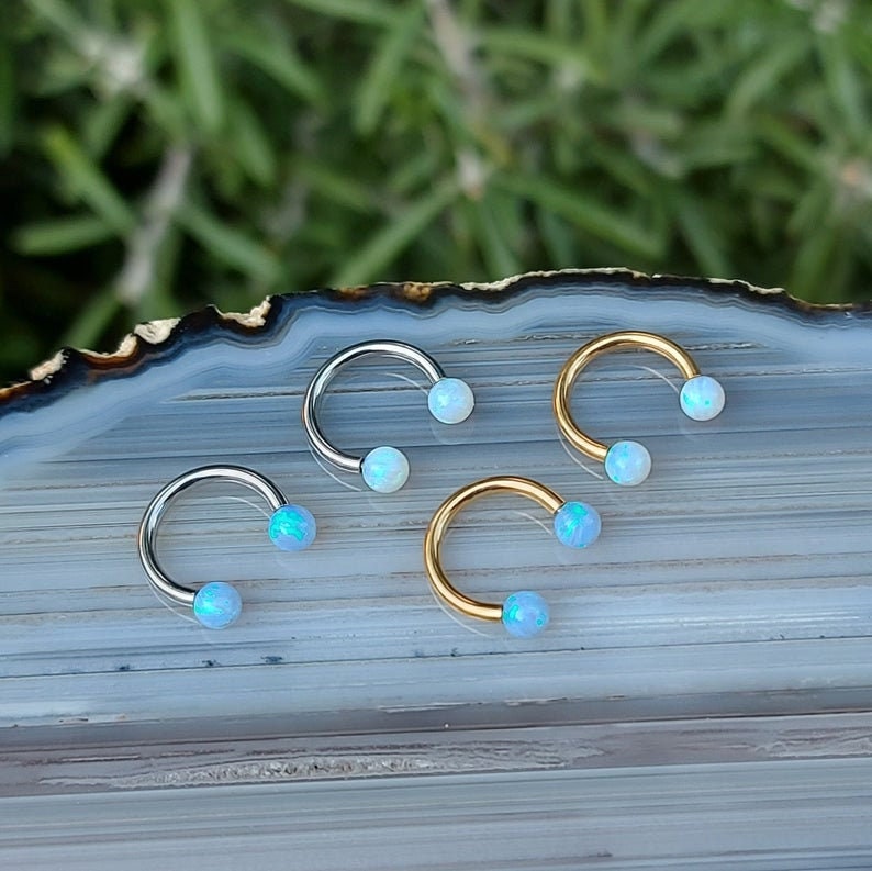 Opal Horseshoe TRAGUS Ring Tragus Earring Horseshoe Circular Etsy